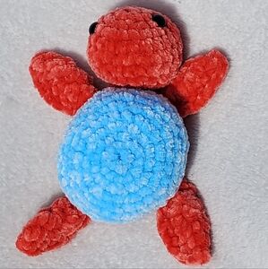 Crochet Mini Turtle Plushie - Orange & Blue